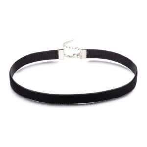 AnotherKiss Classic Black Velvet Choker Necklace for Women - Ultra Comfortable Stretch Velvet Ribbon, Halloween Birthday Party Decorations, Gothic Jewelry Cosplay, Thin 3/8 inch (1cm)