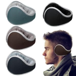 4 pcs winter ear muffs for men ear warmers waterproof ear covers with reflective stripe unisex ear muffs 4 colors (black, navy, military green, coffee)