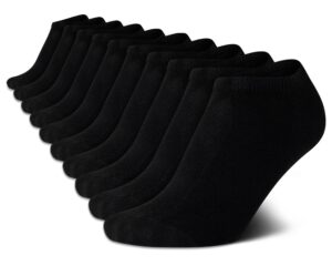 steve madden women's socks - 10 pack performance cushion low cut ankle socks - athletic socks for women, size 5-10, solid black