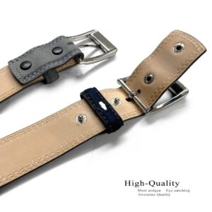 Classic Nickel Brushed Buckle Suede Belt Genuine Leather Casual Dress Belt 1-3/8"(35mm) Wide (Burgundy, 38)