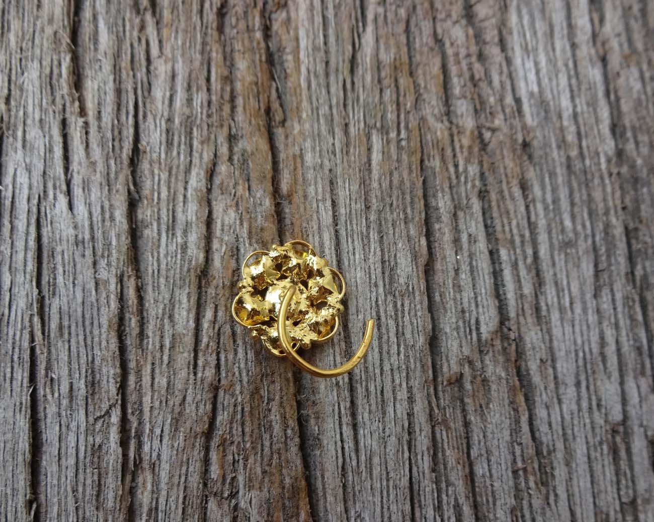 Gold Nose Piercing Indian Nose Stud Big Nose stud Gold Nose Stud Crock Screw Nose Stud Medusa Piercing Gift for her 16g Nose Stud Indian Nose Ring, Green,White