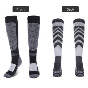 KUYOU Ski Socks 2 Pair Skiing Socks OTC Women Men Thermal Knee High Warm Winter Snow Skating Snowboarding Socks Merino Wool