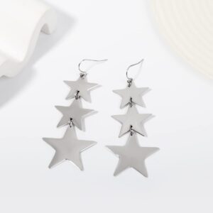 Women Dangle Earrings Sliver Star Statement Drop Dangle Earrings for Women Lightweight Stud Earrings Christmas Fashion Jewelry