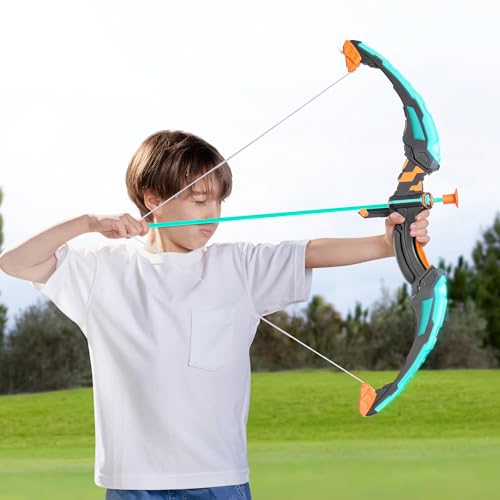 JOYIN Kids Bow and Arrow Set, LED Light Up Archery Toy Set with 9 Suction Cup Arrows, Target & Arrow Case, Indoor and Outdoor Hunting Play Gift Toys for Kids, Boys & Girls Ages 3-12