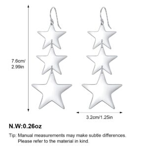 Women Dangle Earrings Sliver Star Statement Drop Dangle Earrings for Women Lightweight Stud Earrings Christmas Fashion Jewelry