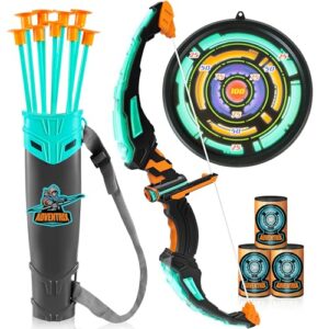 joyin kids bow and arrow set, led light up archery toy set with 9 suction cup arrows, target & arrow case, indoor and outdoor hunting play gift toys for kids, boys & girls ages 3-12