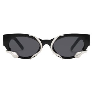 Appassal Trendy Snake Sunglasses for Women Men Vintage Cateye Y2k Sunnie AP3621,Black/Grey/Silver Snake