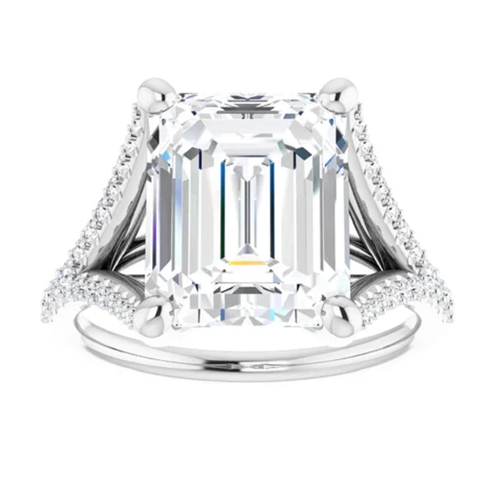 JEWELERYIUM Wedding Bridal Ring, Bridal Statement Ring, Moissanite Engagement Ring for Women, 4 CT Emerald Cut, 925 Sterling Silver in Prong Set, VVS1 Clarity, Perfect Birthday Ring for Her (6)