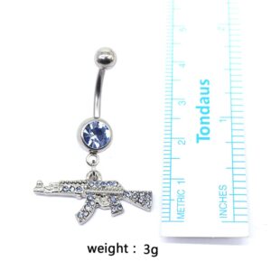 Fuqimanman2020 Fashion Rifle Gun Belly Button Ring for Women Men Dangle Nevel Ring Rifle Belly Button Nail Piercing Jewelry-Red