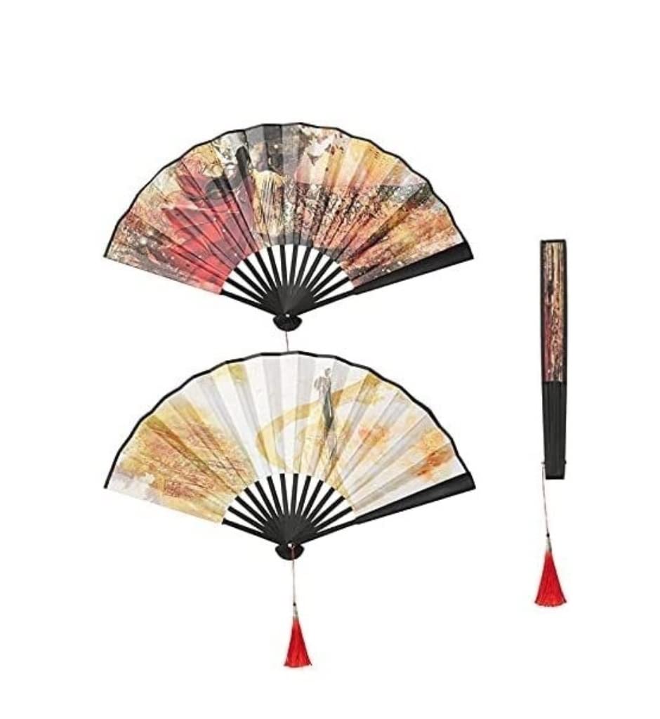 Foldable Fan Folding Hand Fan Hanfu Bamboo Folding Fan, Foldable Ancient, Hand Foldable Fan, 2 Printed Sides, Cosplay Costume Fan Folding Fan Handheld Fans (Color : 26cm, Size : Folding Fan)