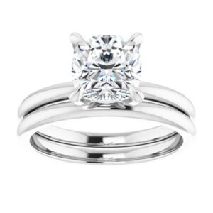 Handmade Cushion Moissanite Engagement Ring Set 2 Carat Solitaire Bridal Wedding Ring Set for Women VVS Colorless Gifts (925 Silver (White Gold Plated))