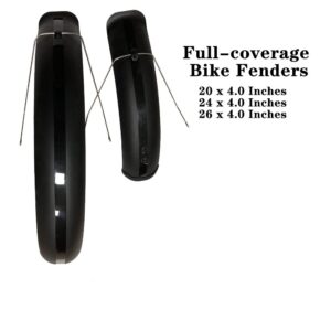 ZEWEZ Bike Fender, Bicycle Fender Bike Fenders 24/26/20" X4.0 Fat Tire Mud Guards Fender Set Mudguards BMX Folding Snow Bike Beach Bicycle MTB Cycling Accessories (Color : Black 26x4.0)