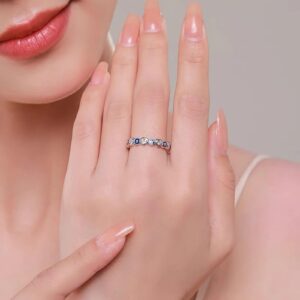 KIFUTENG Evil Eye Ring, 925 Sterling Silver Zirconia Heart Blue Evil Eye Ring Band for Women Lucky Statement Jewelry Gifts Size 5-10 (Silver, 7)