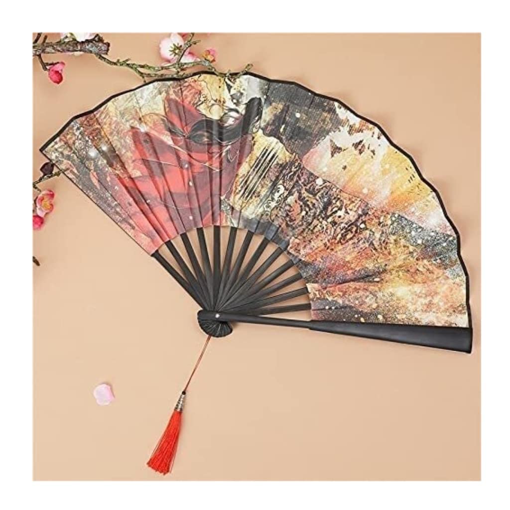 Foldable Fan Folding Hand Fan Hanfu Bamboo Folding Fan, Foldable Ancient, Hand Foldable Fan, 2 Printed Sides, Cosplay Costume Fan Folding Fan Handheld Fans (Color : 26cm, Size : Folding Fan)