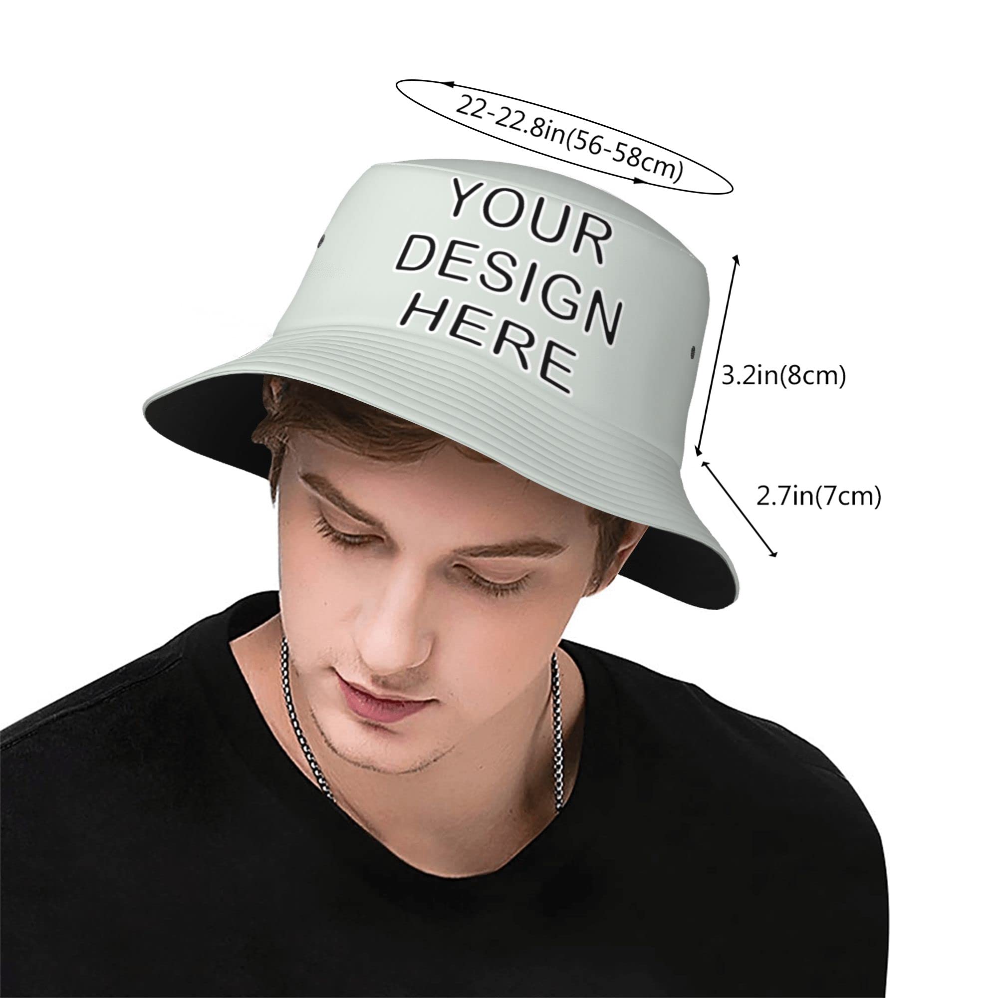 Custom Men's Bucket Hat Outdoor Summer Travel Beach Personalized Bucket Hat Creamy White One Size