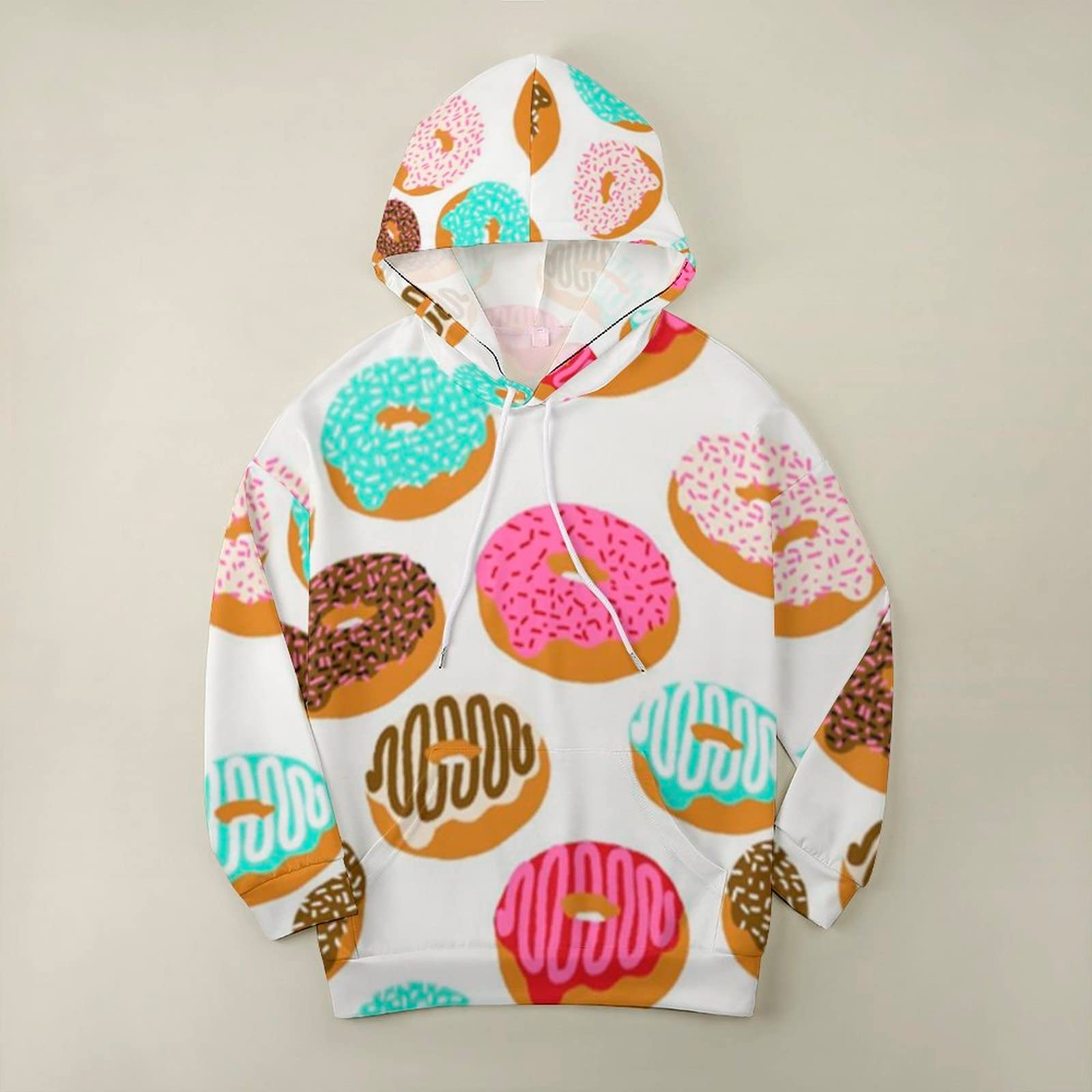 AMRANDOM Women Thin Hooded Sweater (Sweet Donut print) Casual essential Hoodie Fall Jacket Girls Pullover Tops Long Sleeve Sweat shirts