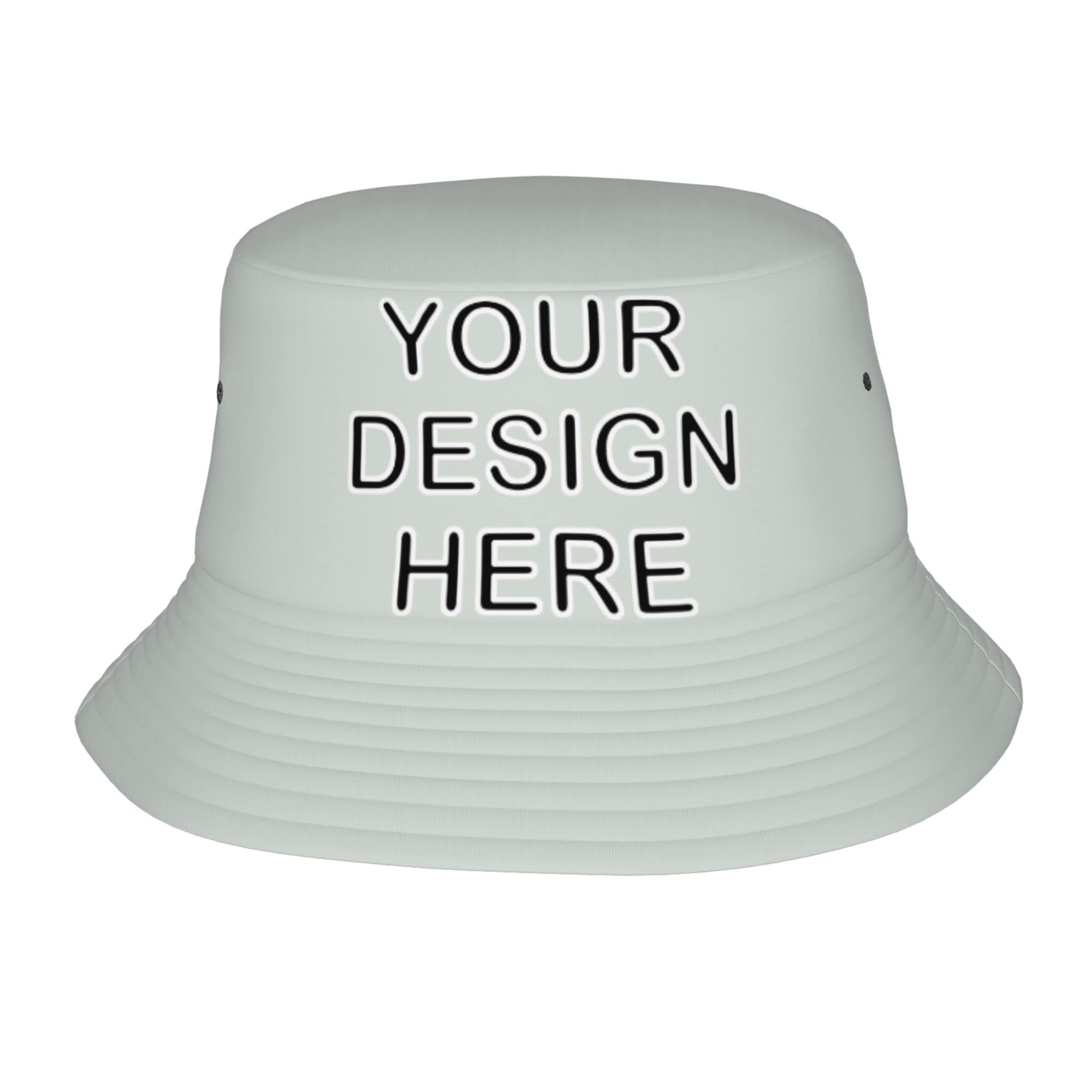 Custom Men's Bucket Hat Outdoor Summer Travel Beach Personalized Bucket Hat Creamy White One Size