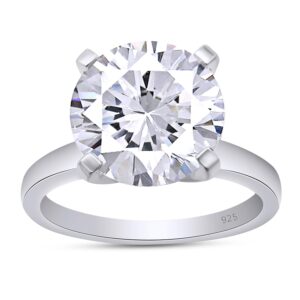 SAVEARTH DIAMONDS Moissanite Solitaire Engagement Ring for Women, Wedding band 925 Sterling Silver with 18K White Gold Plated Lab Created Simulated Round Diamond Ring, Promise Wedding Ring - 7