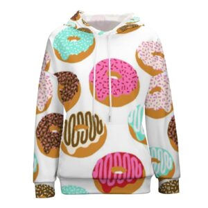 AMRANDOM Women Thin Hooded Sweater (Sweet Donut print) Casual essential Hoodie Fall Jacket Girls Pullover Tops Long Sleeve Sweat shirts