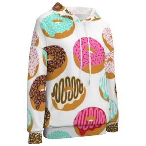 AMRANDOM Women Thin Hooded Sweater (Sweet Donut print) Casual essential Hoodie Fall Jacket Girls Pullover Tops Long Sleeve Sweat shirts