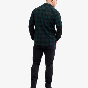 RevolutionRace Men's Campfire Shirt, Durable Flannel Shirt, Great for Fishing, Hiking and Other Outdoor Acitvities, Black/Deep Teal, 2XL