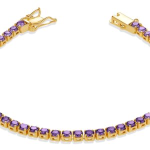 Milla Cubic Zirconia Tennis Bracelets for Women - 14K Gold Plated Bracelets for Women - Purple Bracelets, Green Bracelets, Red Bracelets for Women & More (Purple - 7 inches)