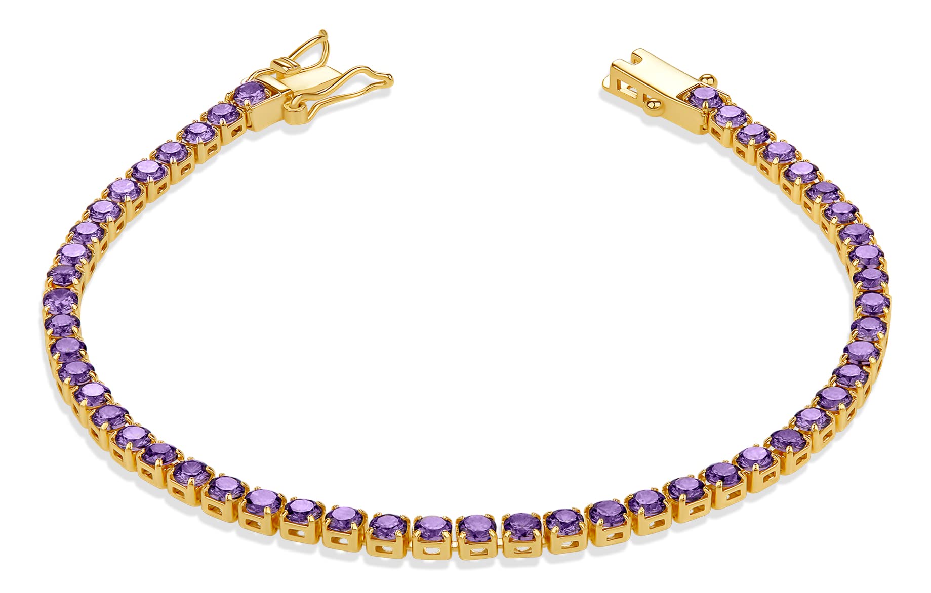 Milla Cubic Zirconia Tennis Bracelets for Women - 14K Gold Plated Bracelets for Women - Purple Bracelets, Green Bracelets, Red Bracelets for Women & More (Purple - 7 inches)