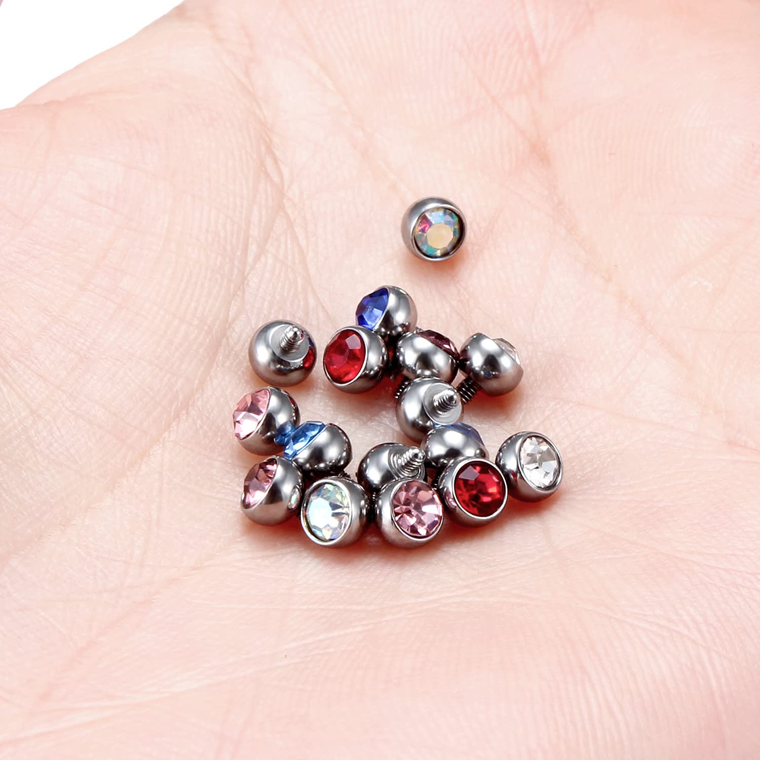 Xwnskvvz 14G Micro Dermal Anchor Top Internally Threaded Crystal Top Dermal Jewelry Surface Skin Piercing Jewelry for Women Men 4mm