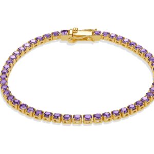 Milla Cubic Zirconia Tennis Bracelets for Women - 14K Gold Plated Bracelets for Women - Purple Bracelets, Green Bracelets, Red Bracelets for Women & More (Purple - 7 inches)