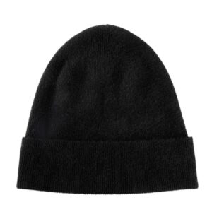 100% Pure Cashmere Beanie for Women and Men, Cuffed Warm Hat with Gift Box (Black)