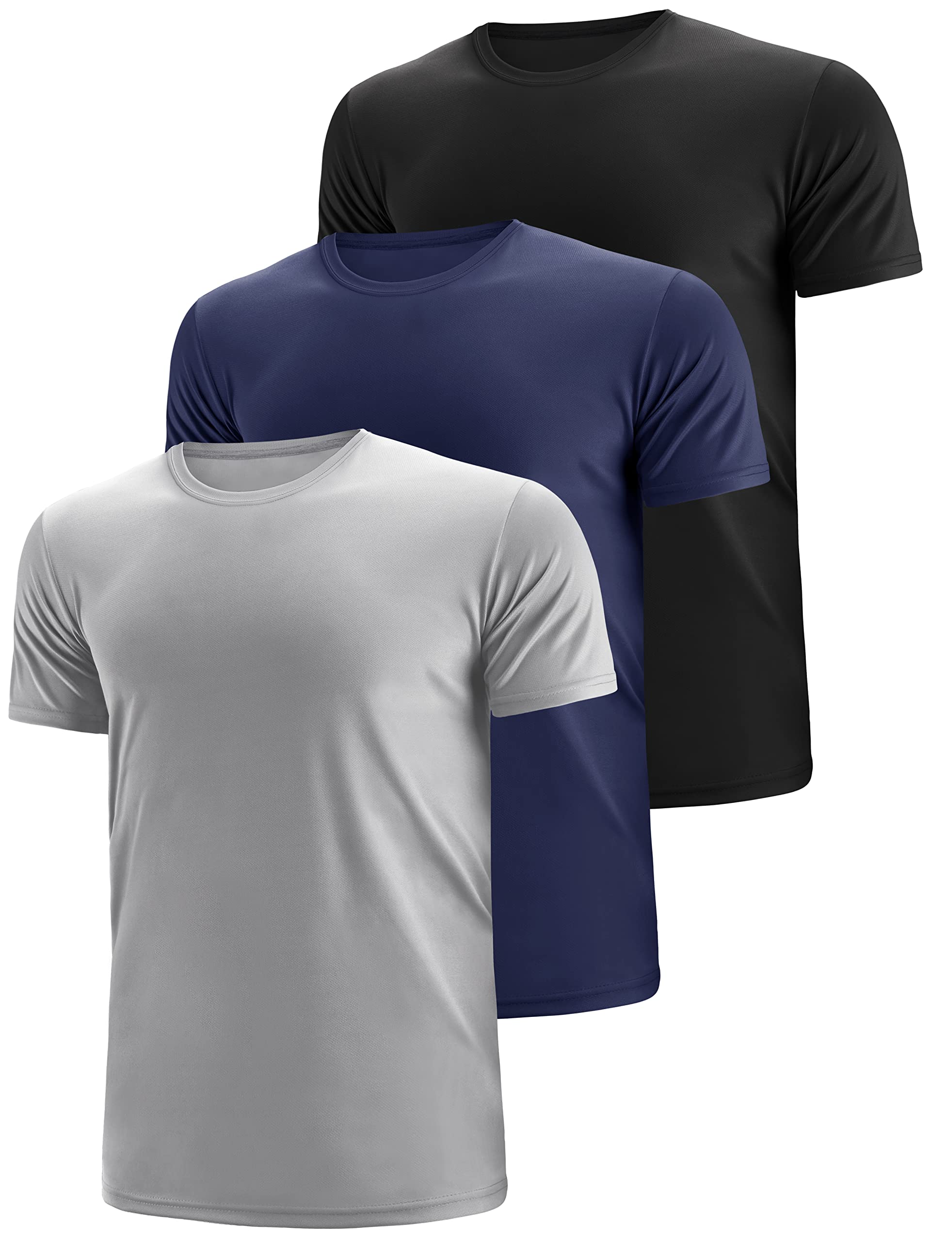 Dry Fit Tshirts Shirts For Men 3 Pack Moisture Wicking Quick Dry Mesh Performance Tees Gym Tech T Polyester Sublimation Active Athletic Crew Short Sleeve Workout Running Tops ( Multipack 3, 4XL )