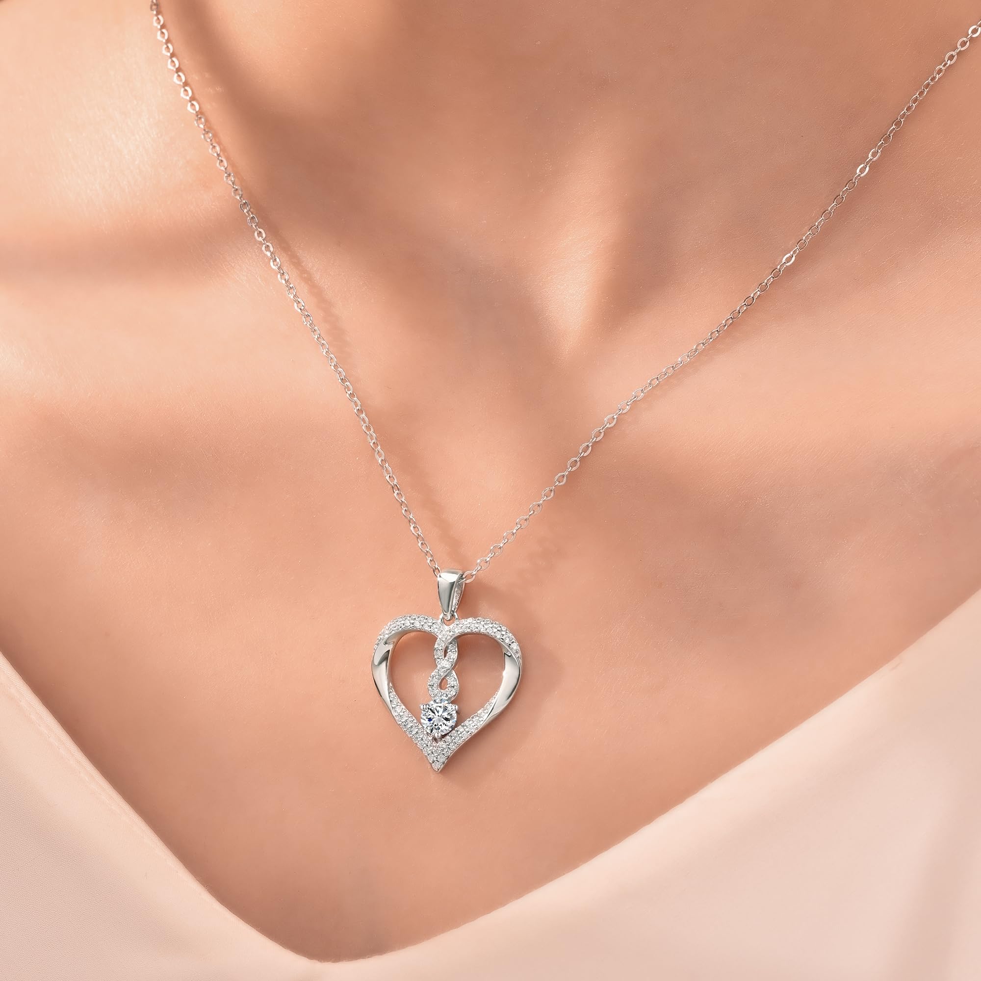 LOUISA SECRET Infinity Heart Birthstone Necklaces for Women, 18k Gold Plated 956 Sterling Silver Forever Love Pendant Jewelry for Her, Ideal Gift for Wife, Girlfriend, Mom on Birthday, Anniversary, Valentine's Day