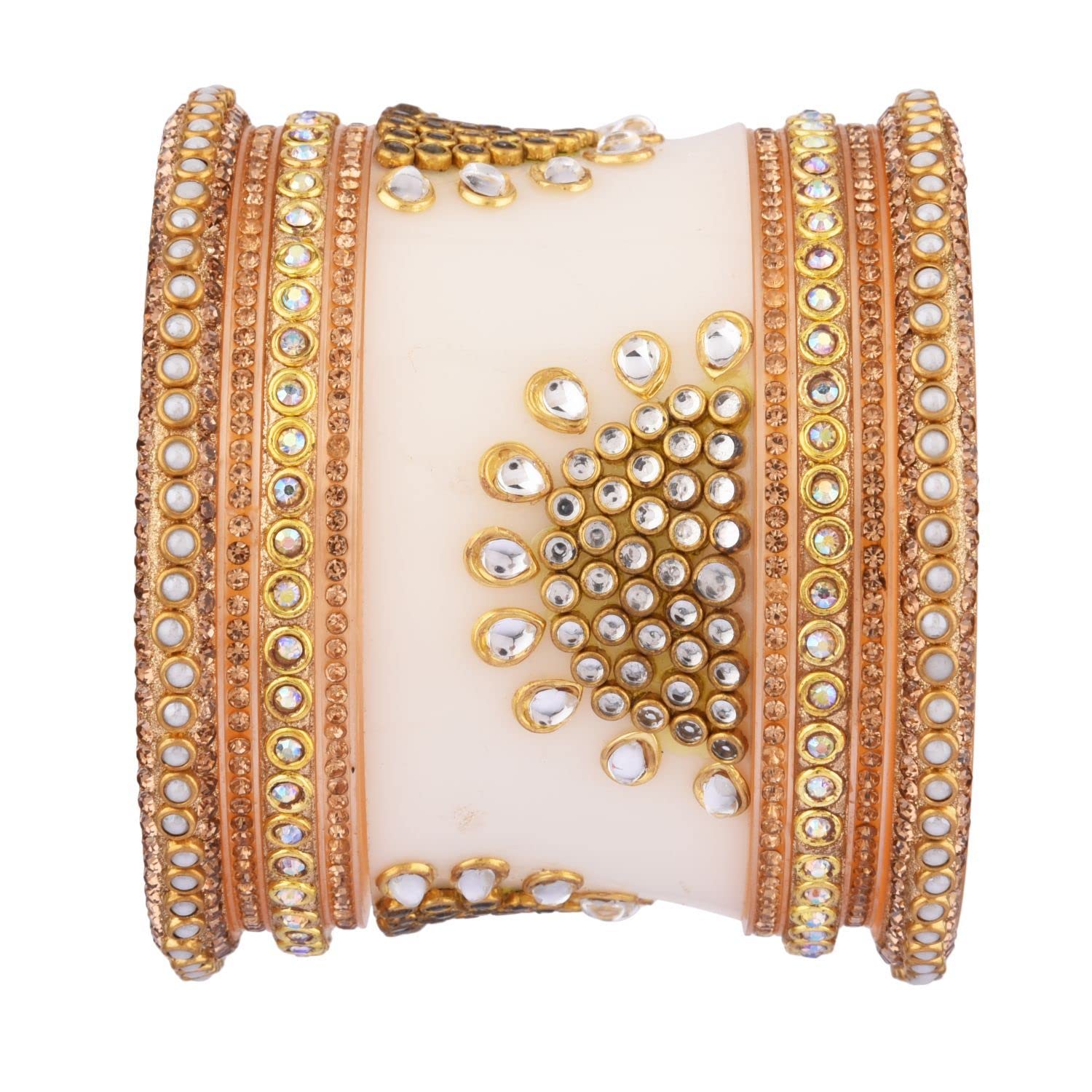 Efulgenz Traditional Indian Wedding Bangles CZ Crystal Bridal Bracelet Bangle Set for Women (Pcs)