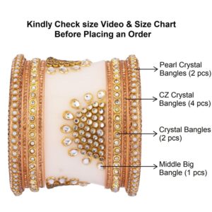 Efulgenz Traditional Indian Wedding Bangles CZ Crystal Bridal Bracelet Bangle Set for Women (Pcs)