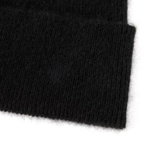 100% Pure Cashmere Beanie for Women and Men, Cuffed Warm Hat with Gift Box (Black)