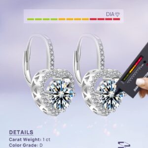 wowshow Moissanite Earrings 925 Sterling Silver Dangle Earrings 2ct Moissanite Drop Earrings White Gold Plated Leverback Diamond Earrings for Women Birthday Mothers Day Gifts