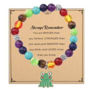 wsnang frog bracelet frog lovers gift insect animal lover gift you are braver stronger smarter than you think message card jewelry (frog always c-br)