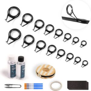 ojy&doiiiy fishing rod eyelets repair kit,complete supplies for rod building and eyelet replacement with fishing pole guides,epoxy glue,wrapping thread and tape