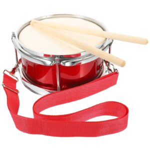 vaguelly 9 inch kids drum with mallet and strap, snare drum wooden percussion musical instrument marching drum toy for kids 3+, red