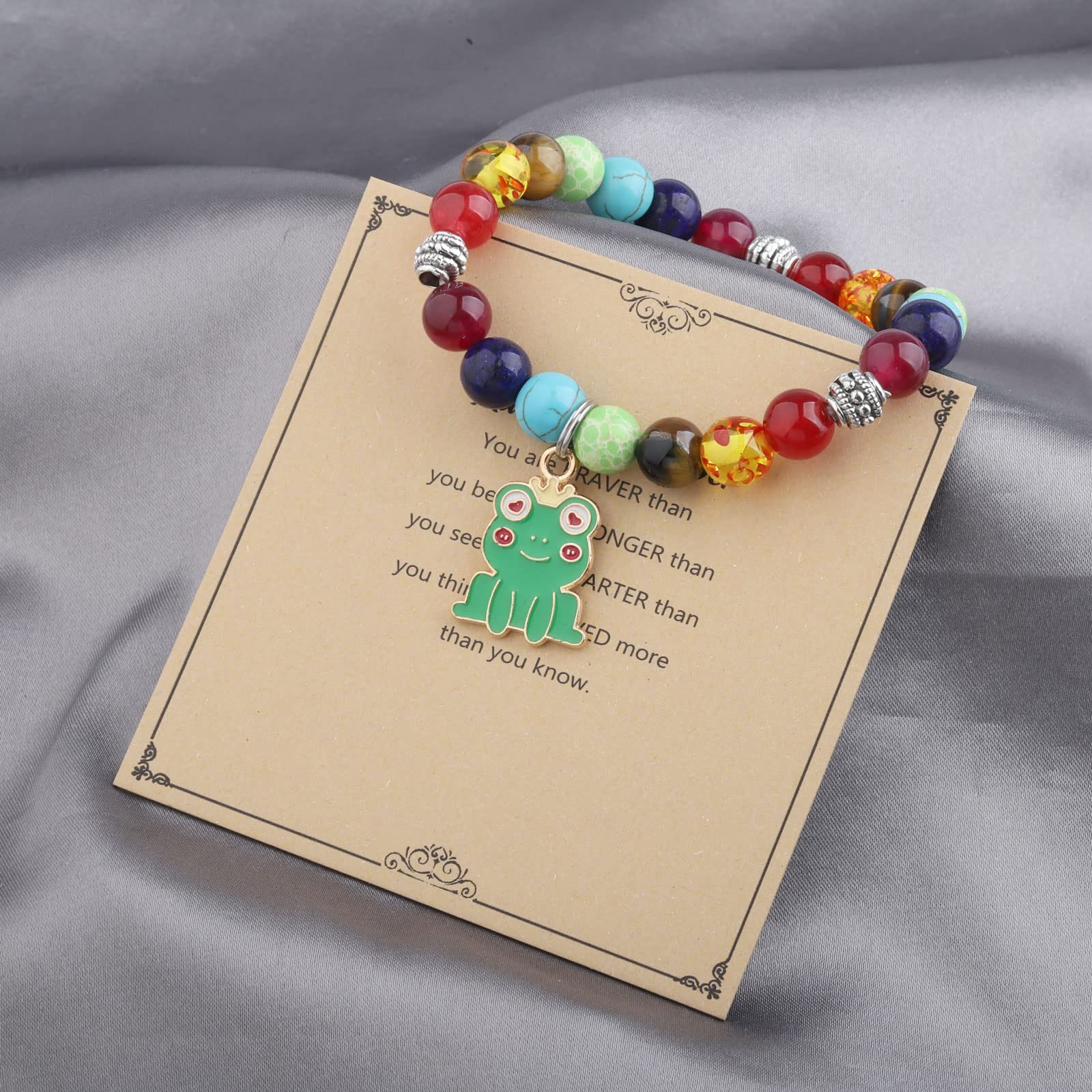 WSNANG Frog Bracelet Frog Lovers Gift Insect Animal Lover Gift You Are Braver Stronger Smarter Than You Think Message Card Jewelry (Frog Always C-Br)