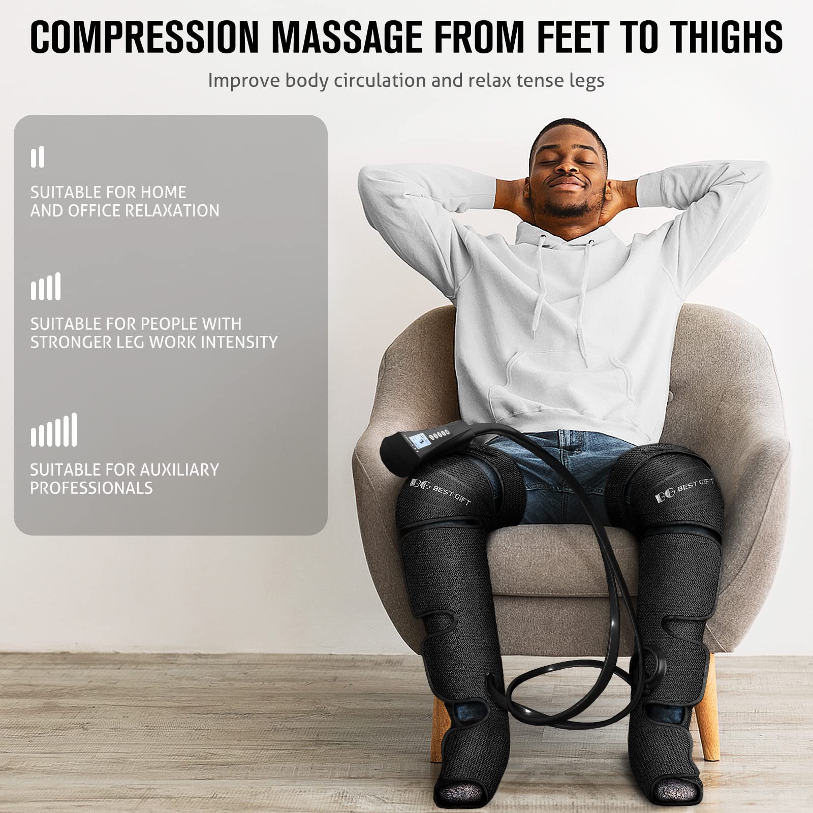 Gifts for Dad Mom Men Women Christmas Mother Day Father Day, Air Compression Massager with Heat for Foot,Leg,Calf,Thigh and Knee, Helpful for Vericose Veins, Muscle Fatigue, Cramps, Swelling and Edema