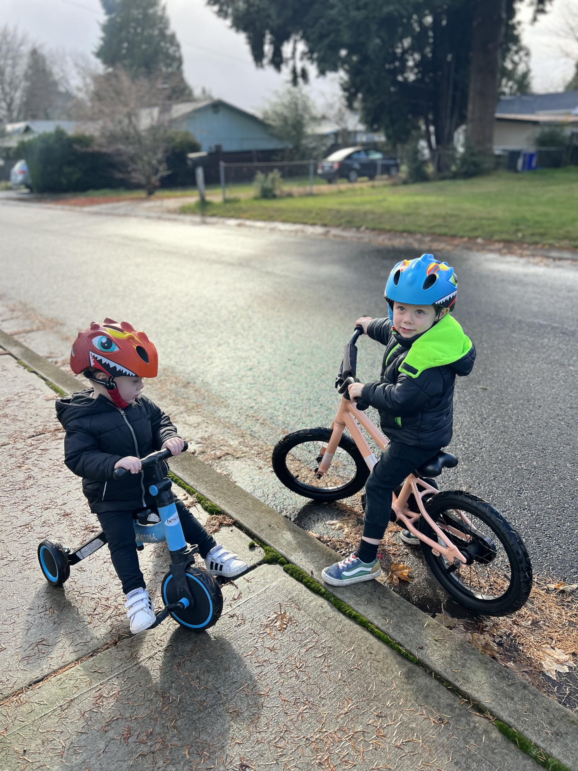 Toddler Helmet Kids Bike Helmet for 2 3 4 5 6 7 8 Years Old Girls with 3D Dinosaur Design Protective Gear Set and Safety Certified, Toddler Bike Cycling Skating Skateboard Scooter Helmet (Blue)