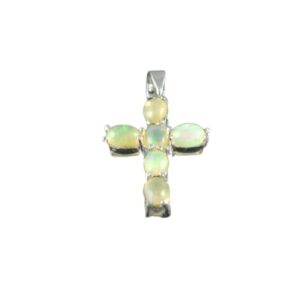 925 sterling silver natural oval ethiopian opal cross pendant wedding gift jewelry