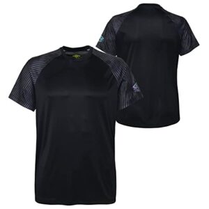 Umbro Men's Pro Training Graphic Sleeve Jersey Tee, Black/Periscope, Medium