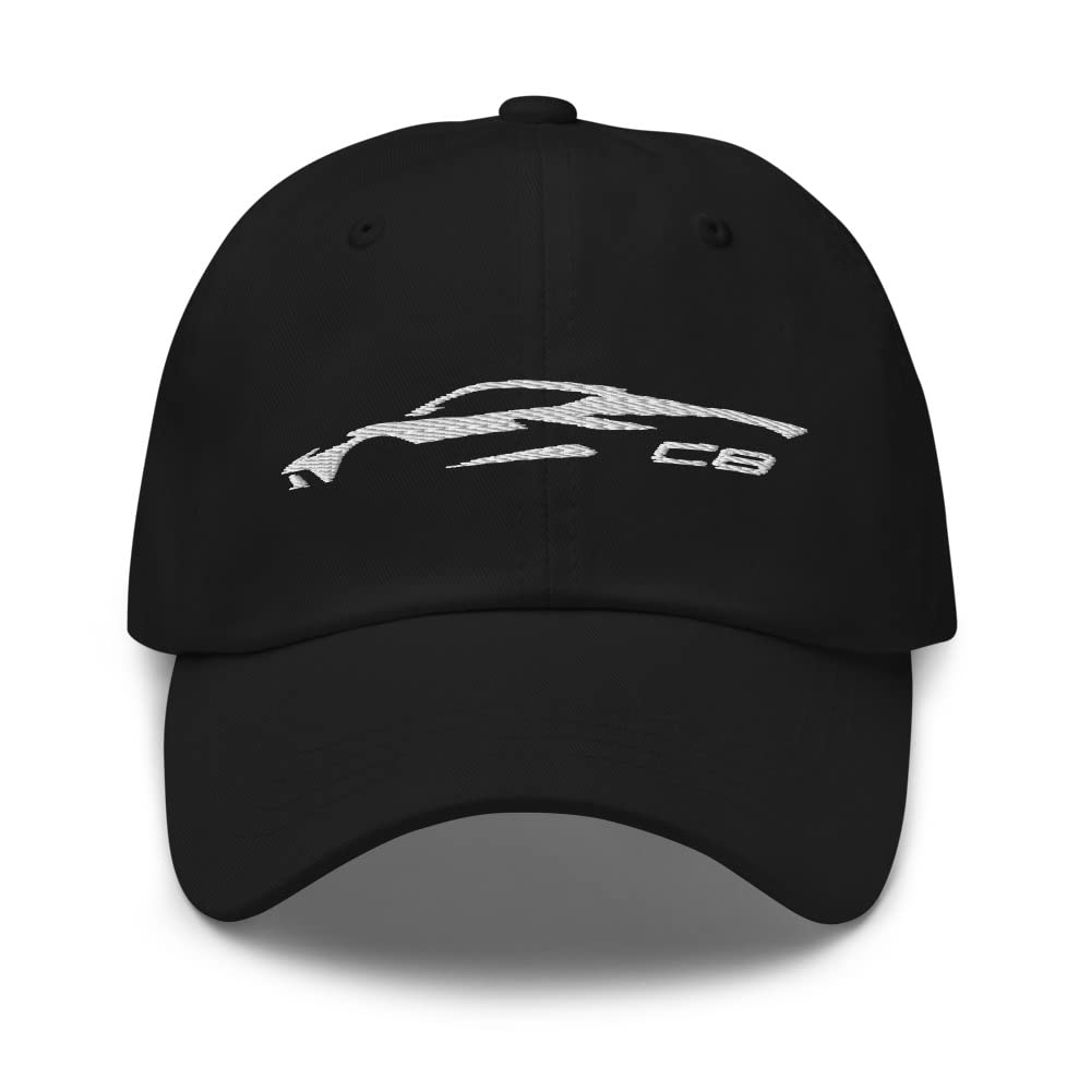 JG Infinite 2023 Sports Car C8 Outline 8th Gen Mid Engine Vette Dad hat Black