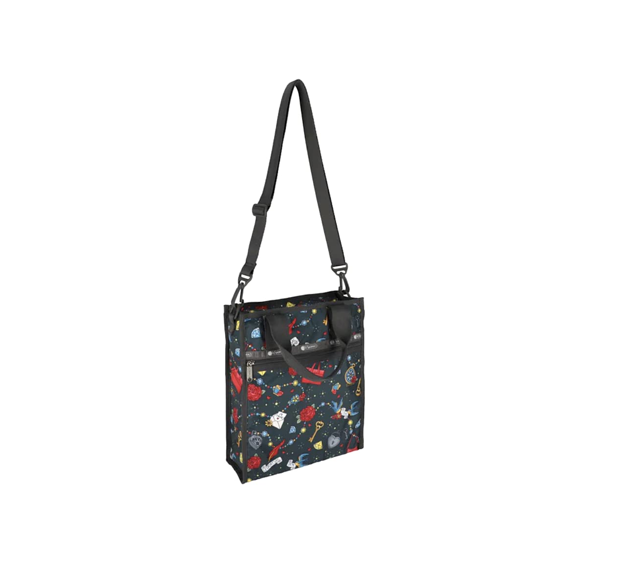 LeSportsac Keepsake Memory Small North/South Tote Crossbody + Top Handle Handbag, Style 3538/Color E465, Whimsical Hearts, Handbags, Flowers & Jewels, Celebrate 1974 Iconic Debut