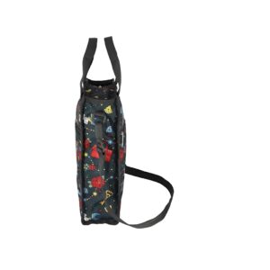 LeSportsac Keepsake Memory Small North/South Tote Crossbody + Top Handle Handbag, Style 3538/Color E465, Whimsical Hearts, Handbags, Flowers & Jewels, Celebrate 1974 Iconic Debut