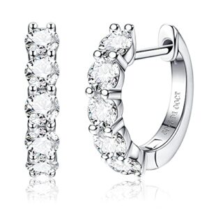 moissanite hoop earrings,2.0ct d color brilliant round cut lab created diamond earrings 18k white gold sterling silver huggie earring for women men wedding earrings silver (silver)