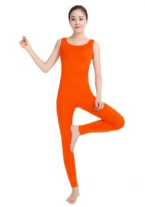 lifup unisex scoop neck footless sleeveless spandex unitard fluorescent orange m