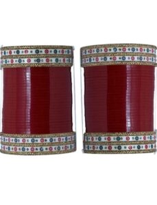 bridal punjabi chura wedding maroon choora/chooda set for marriage for women/traditional bangles for women/ethnic jewelry for indian women/women bangle ethnic choora set (maroon, 2.8)